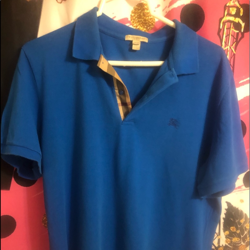 EUC Blue Burberry short sleeve polo shirt size 2XL
